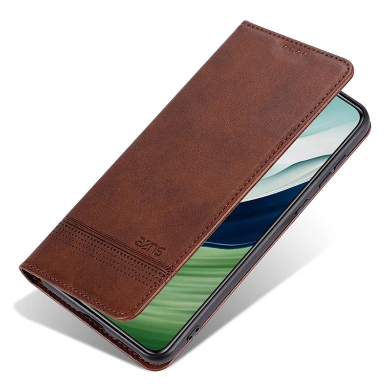 Étui AZNS en cuir de vachette pour Huawei nova 14 Pro 5G - Portefeuille de téléphone - Couleur Café