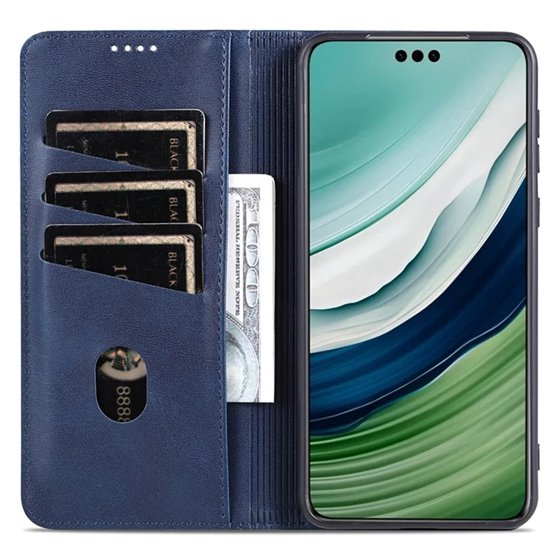 AZNS Für Huawei nova 14 Ultra 5G Hülle aus Kuhledertextur PU-Leder Brieftasche Handyhülle - Blau