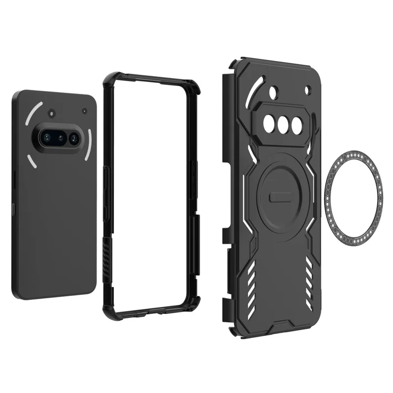 Funda Magnética para Nothing Phone (3a) Armadura Mariposa con Disipación de Calor Hueca PC + TPU - Negro