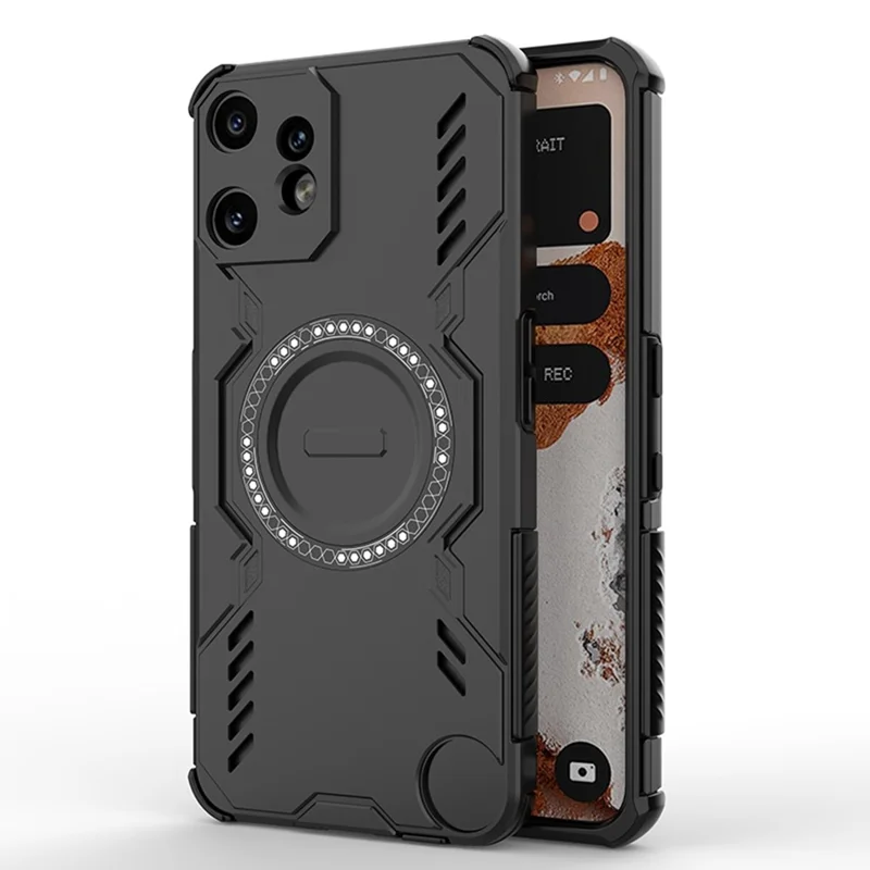 For Nothing CMF Phone 2 Pro Magnetic Case Butterfly Armor Hollow Heat Dissipation PC + TPU Phone Cover - Black