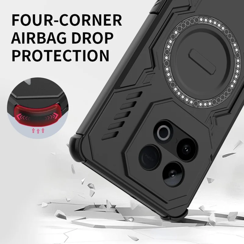 For Nothing CMF Phone 2 Pro Magnetic Case Butterfly Armor Hollow Heat Dissipation PC + TPU Phone Cover - Black