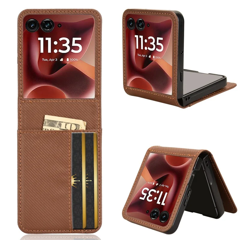 Pour Motorola Razr 60 Ultra 5G Étui en cuir PU + PC Porte-cartes Housse de téléphone portable - Marron