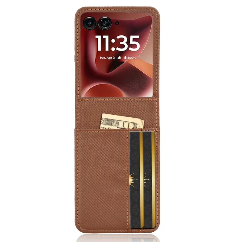 Pour Motorola Razr 60 Ultra 5G Étui en cuir PU + PC Porte-cartes Housse de téléphone portable - Marron