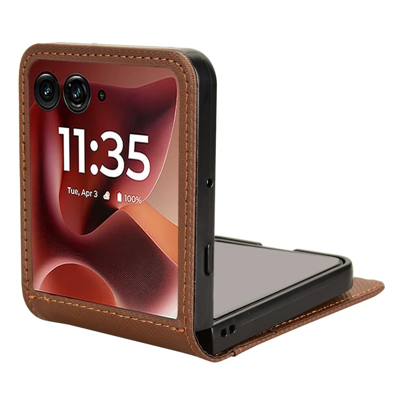 Pour Motorola Razr 60 Ultra 5G Étui en cuir PU + PC Porte-cartes Housse de téléphone portable - Marron