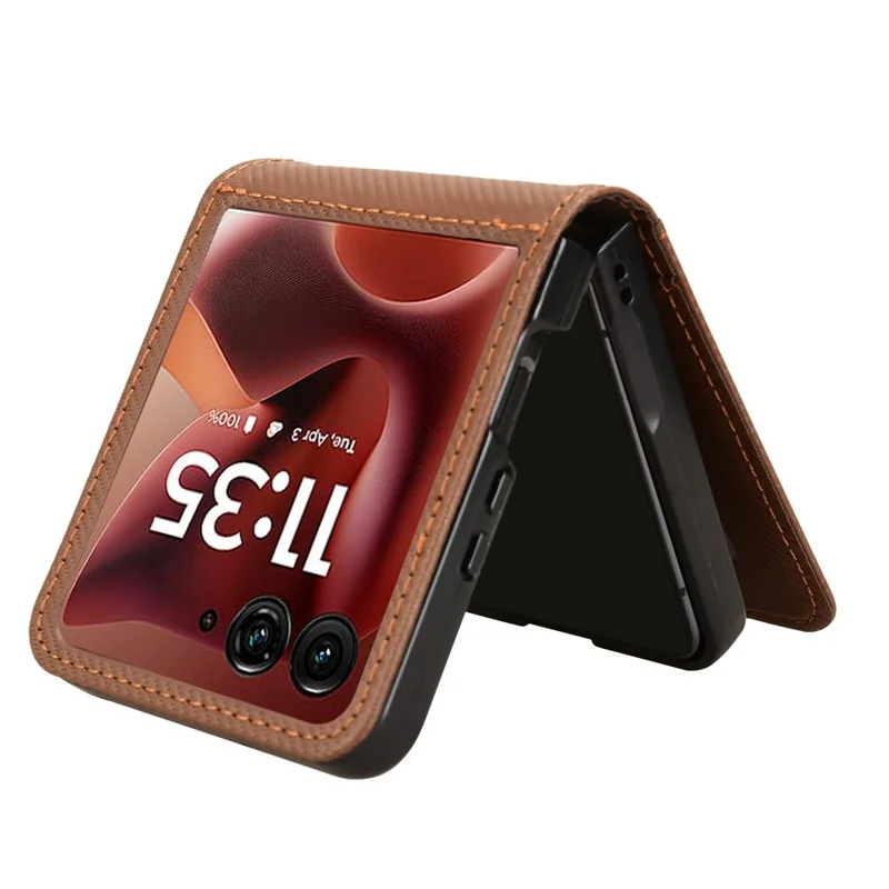 Pour Motorola Razr 60 Ultra 5G Étui en cuir PU + PC Porte-cartes Housse de téléphone portable - Marron