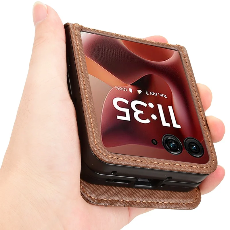 Pour Motorola Razr 60 Ultra 5G Étui en cuir PU + PC Porte-cartes Housse de téléphone portable - Marron