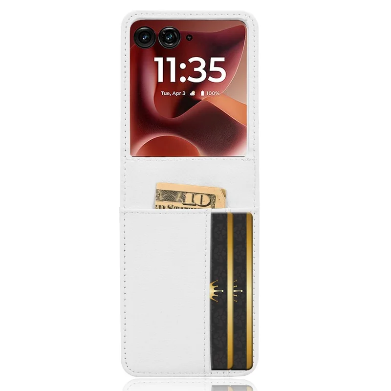 For Motorola Razr 60 Ultra 5G Case PU Leather + PC Card Holder Mobile Phone Cover - White