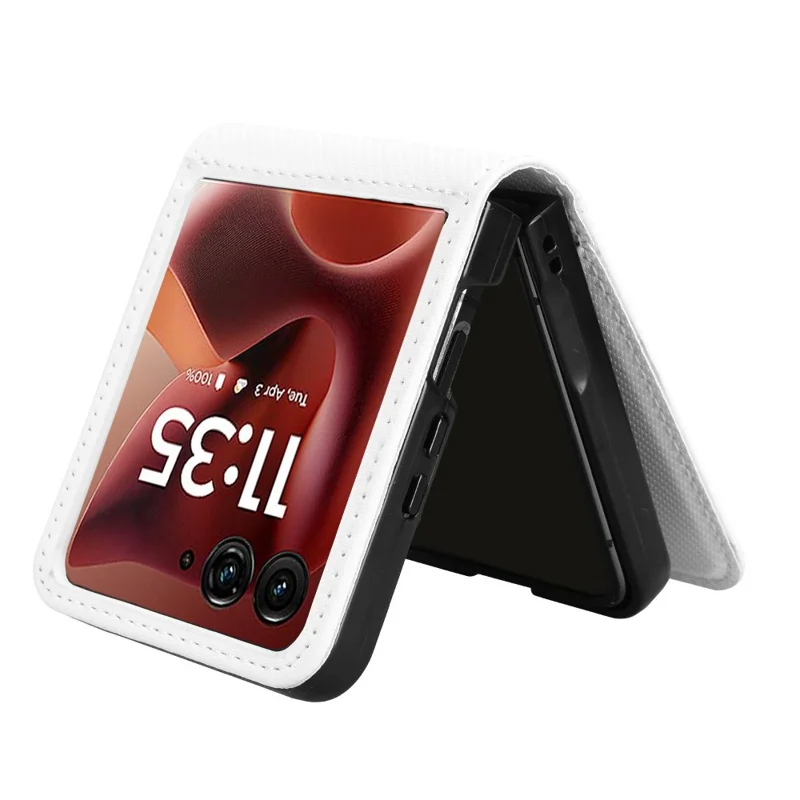 For Motorola Razr 60 Ultra 5G Case PU Leather + PC Card Holder Mobile Phone Cover - White
