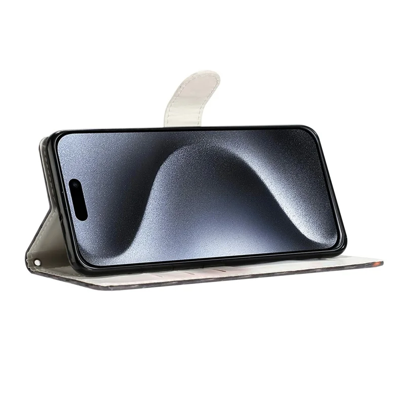 Für iPhone 17 Pro Brieftasche Hülle PU-Leder Muster Drucken Ständer Telefonabdeckung mit Riemen - Blauer Schmetterling