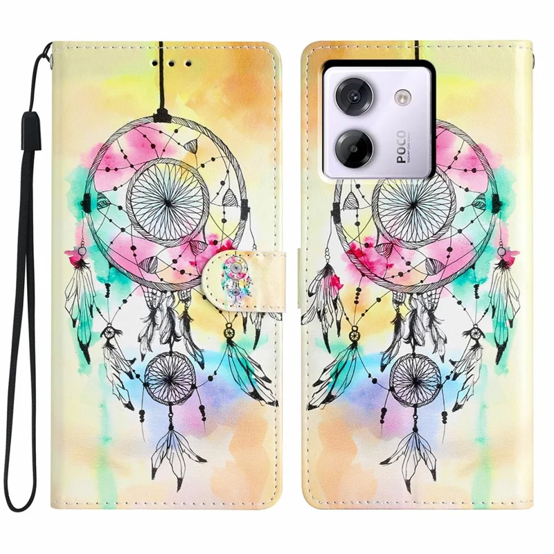For Xiaomi Poco M7 Pro 5G Wallet Case PU Leather Pattern Printing Stand Phone Cover with Strap - Wind Chime
