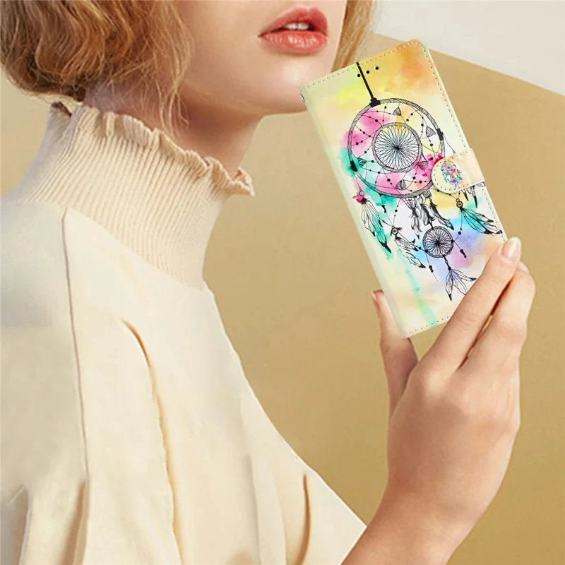 For Xiaomi Poco M7 Pro 5G Wallet Case PU Leather Pattern Printing Stand Phone Cover with Strap - Wind Chime