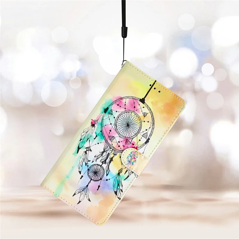 For Xiaomi Poco M7 Pro 5G Wallet Case PU Leather Pattern Printing Stand Phone Cover with Strap - Wind Chime