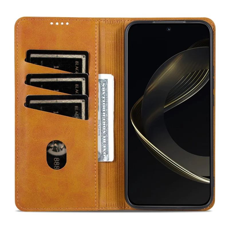 AZNS Für Honor 400 5G (Global) Hülle mit Kuhledertextur PU-Leder Brieftasche Handyhülle - Braun