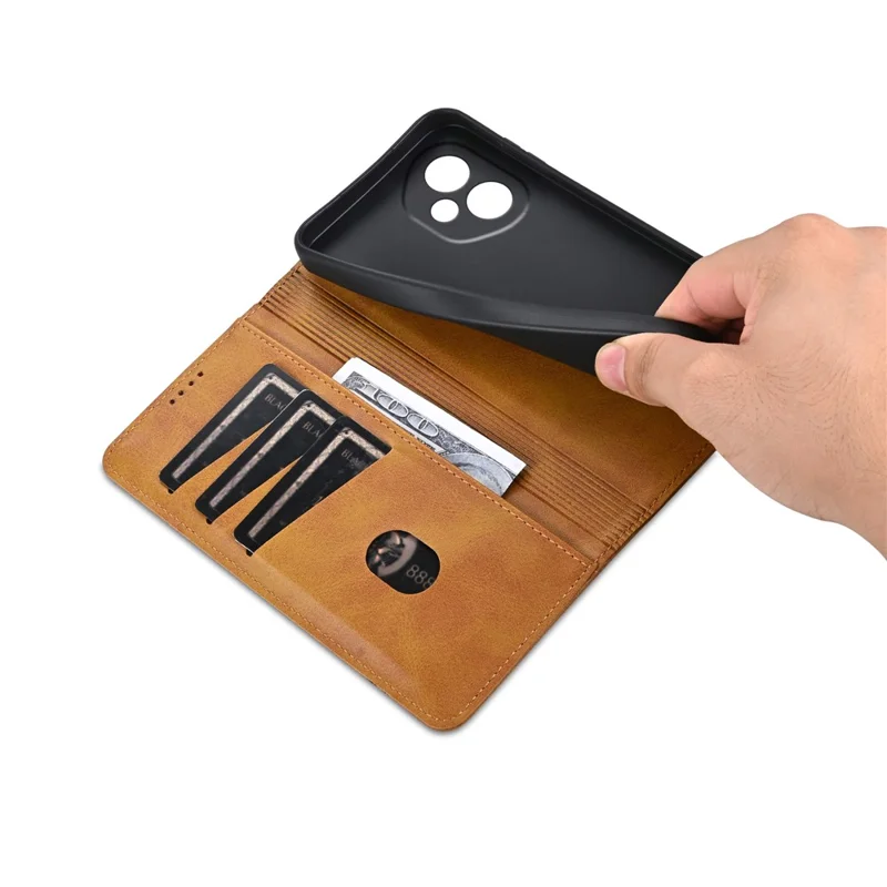 AZNS Für Honor 400 5G (Global) Hülle mit Kuhledertextur PU-Leder Brieftasche Handyhülle - Braun