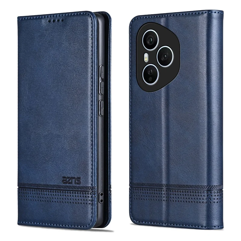AZNS Pour Honor 400 Pro 5G (Global) Étui en Cuir de Vachette à Texture PU Portefeuille Housse de Téléphone - Bleu