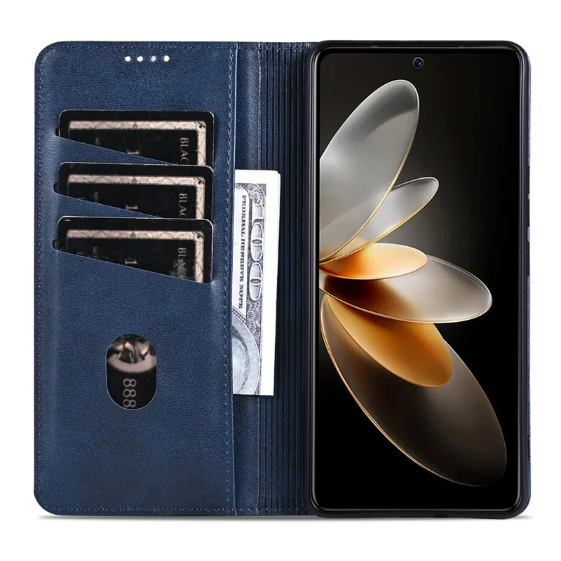 AZNS Pour Honor 400 Pro 5G (Global) Étui en Cuir de Vachette à Texture PU Portefeuille Housse de Téléphone - Bleu