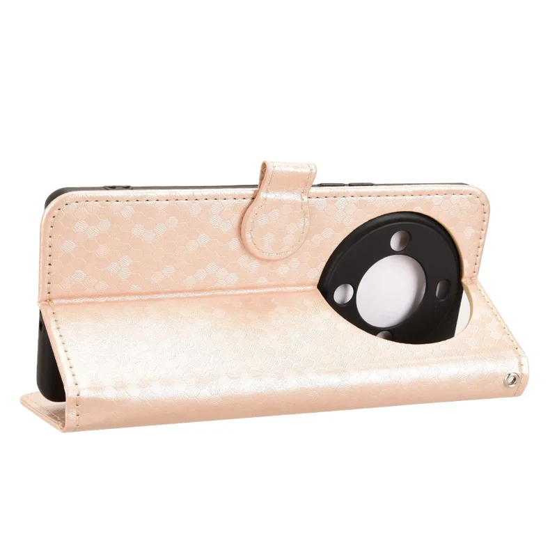 Cover a portafoglio per FOSSiBOT S3 Pro 4G con motivo a puntini, in pelle PU, con cinturino da polso - Oro rosa