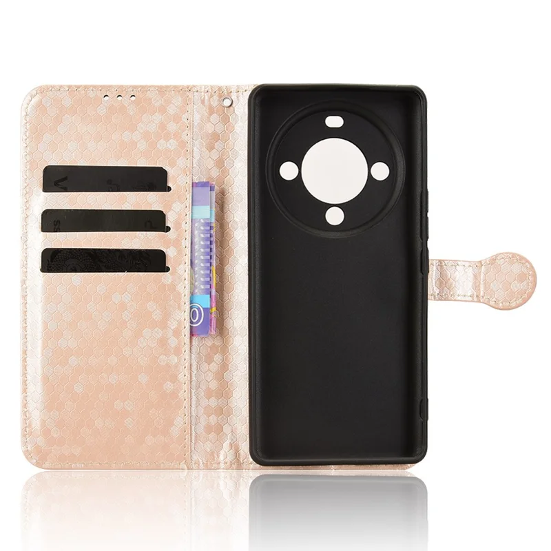 Cover a portafoglio per FOSSiBOT S3 Pro 4G con motivo a puntini, in pelle PU, con cinturino da polso - Oro rosa
