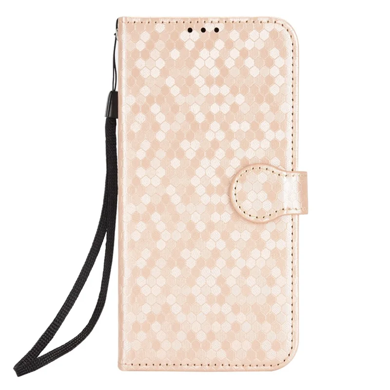 Cover a portafoglio per FOSSiBOT S3 Pro 4G con motivo a puntini, in pelle PU, con cinturino da polso - Oro rosa