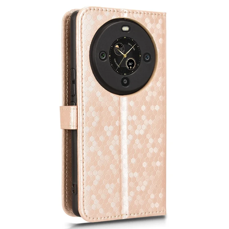 Cover a portafoglio per FOSSiBOT S3 Pro 4G con motivo a puntini, in pelle PU, con cinturino da polso - Oro rosa