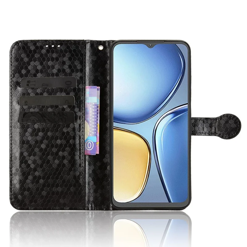 Étui portefeuille pour itel A90 4G à motif pointillé en cuir PU avec dragonne - Noir