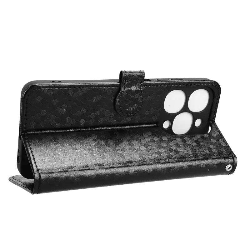 Étui portefeuille pour itel A90 4G à motif pointillé en cuir PU avec dragonne - Noir