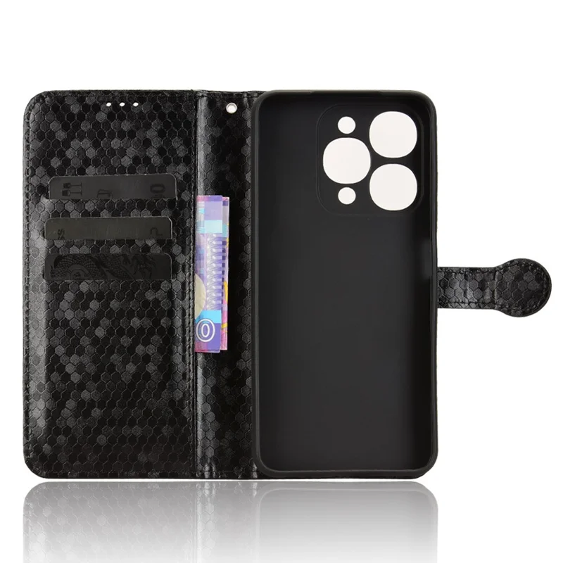 Étui portefeuille pour itel A90 4G à motif pointillé en cuir PU avec dragonne - Noir