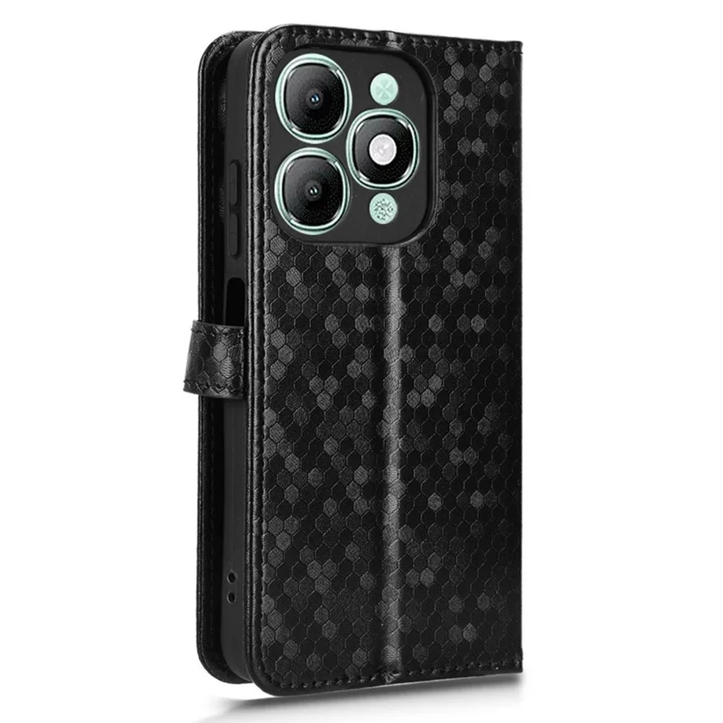 Étui portefeuille pour itel A90 4G à motif pointillé en cuir PU avec dragonne - Noir