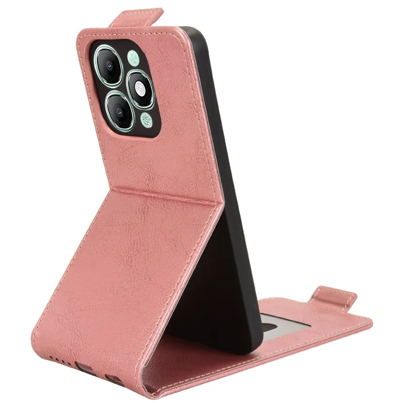 For itel A90 4G Stand Case Magnetic Clasp Vertical Flip Leather Phone Cover with Card Holder - Rose Gold