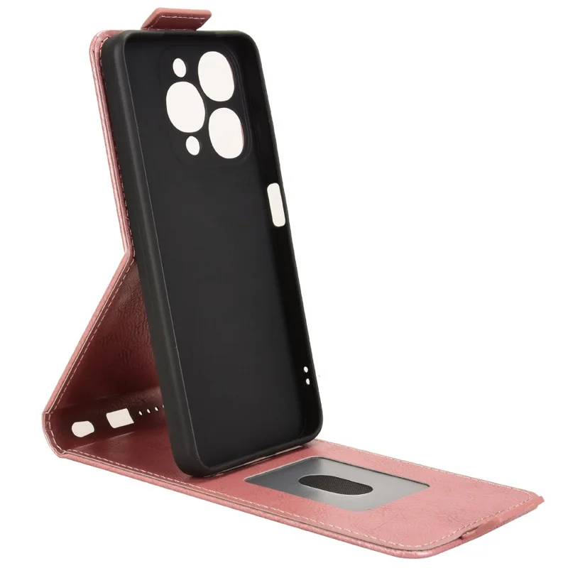 For itel A90 4G Stand Case Magnetic Clasp Vertical Flip Leather Phone Cover with Card Holder - Rose Gold