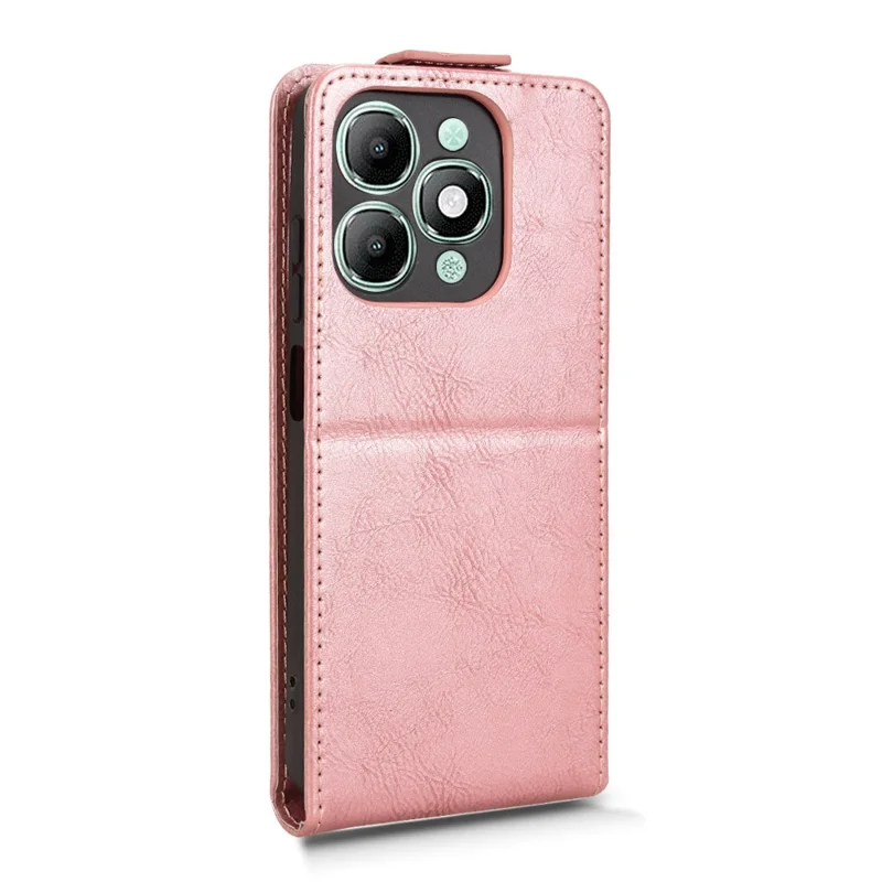 For itel A90 4G Stand Case Magnetic Clasp Vertical Flip Leather Phone Cover with Card Holder - Rose Gold