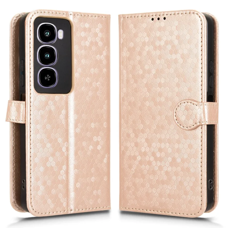 Чехол-кошелек для itel City 100 4G с узором в точку, из искусственной кожи, с ремешком на запястье - цвет розовое золото