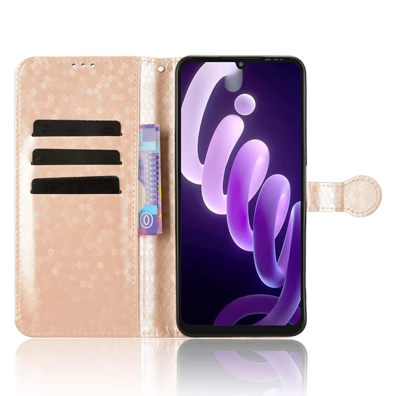 Чехол-кошелек для itel City 100 4G с узором в точку, из искусственной кожи, с ремешком на запястье - цвет розовое золото