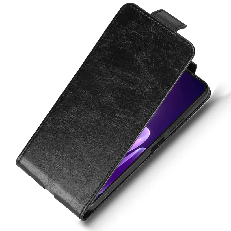 For itel City 100 4G Stand Case Magnetic Clasp Vertical Flip Leather Phone Cover with Card Holder - Black