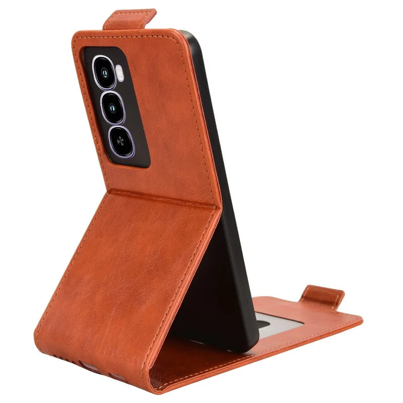 For itel City 100 4G Stand Case Magnetic Clasp Vertical Flip Leather Phone Cover with Card Holder - Orange