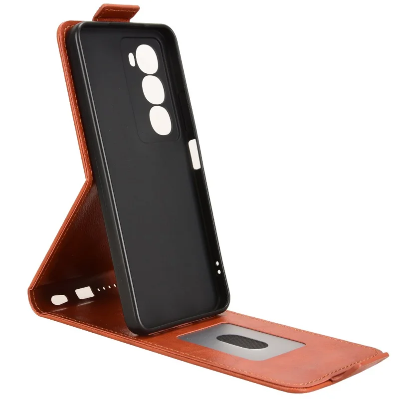 For itel City 100 4G Stand Case Magnetic Clasp Vertical Flip Leather Phone Cover with Card Holder - Orange