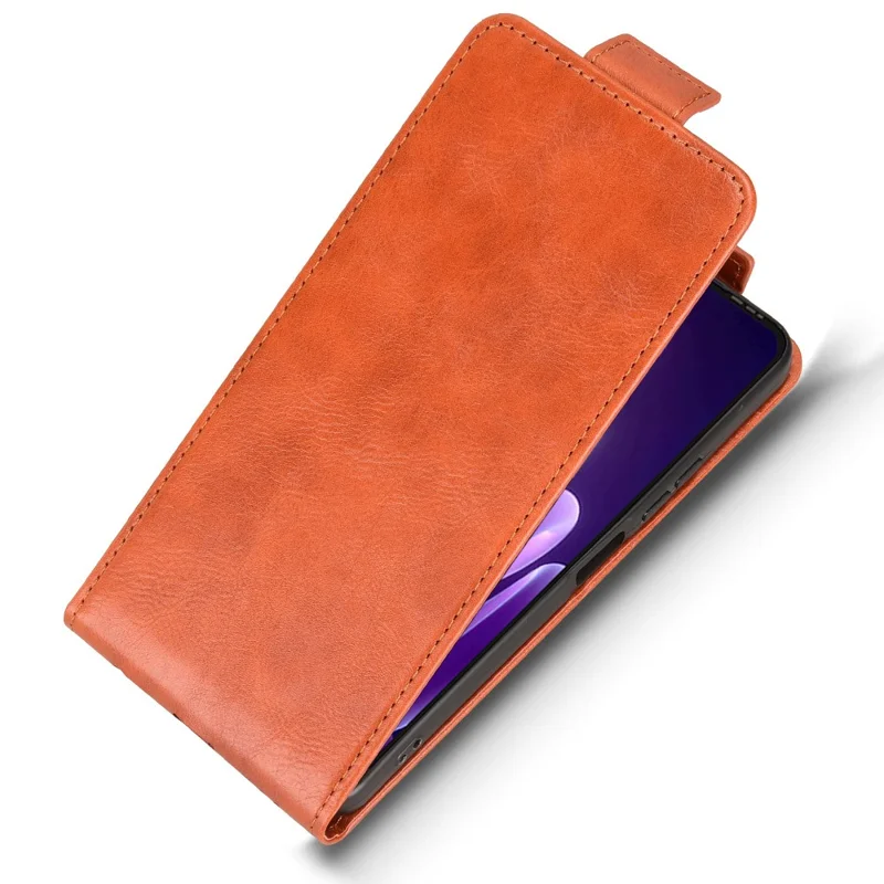For itel City 100 4G Stand Case Magnetic Clasp Vertical Flip Leather Phone Cover with Card Holder - Orange
