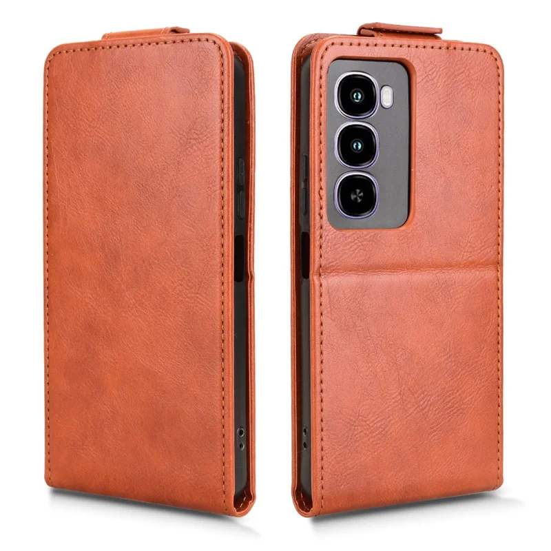 For itel City 100 4G Stand Case Magnetic Clasp Vertical Flip Leather Phone Cover with Card Holder - Orange