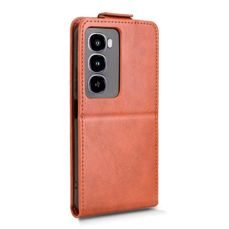 For itel City 100 4G Stand Case Magnetic Clasp Vertical Flip Leather Phone Cover with Card Holder - Orange