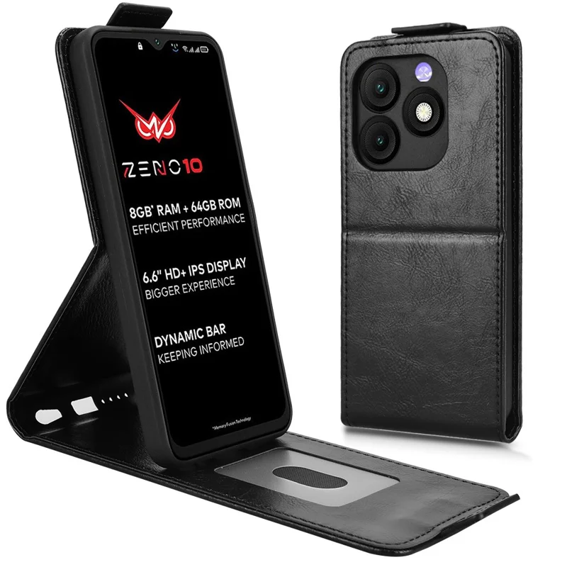 Pour itel Zeno 10 4G Étui avec Support Fermeture Magnétique Rabat Vertical en Cuir avec Porte-Cartes - Noir