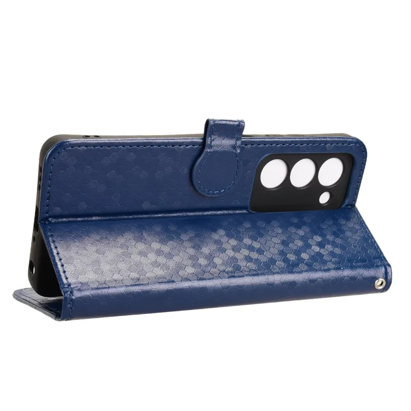 Funda tipo cartera para Oppo A5 5G CPH2735 / A5 4G CPH2727 con patrón de puntos, cuero sintético y correa de muñeca - Azul oscuro