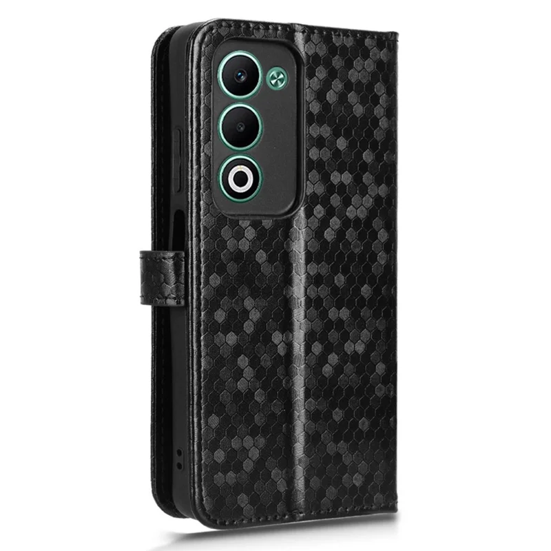 For Oppo A5 5G CPH2735  /  A5 4G CPH2727 Wallet Case Dot Pattern Imprint PU Leather Phone Cover with Wrist Strap - Black