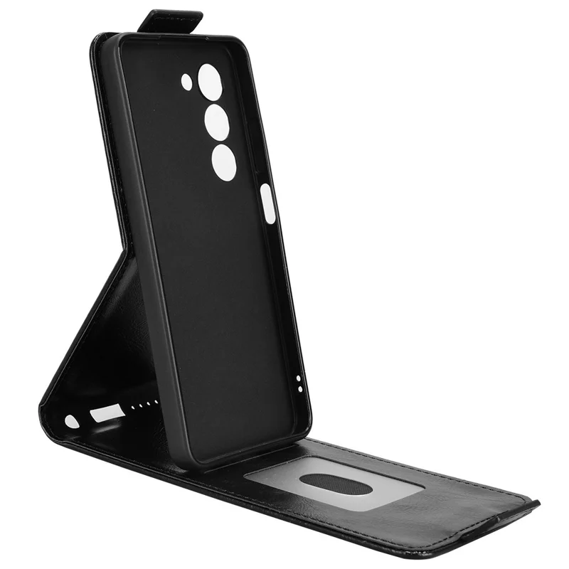 Pour Oppo A5 5G CPH2735 / A5 4G CPH2727 Étui de support Fermoir magnétique Flip vertical Housse de téléphone en cuir avec porte-cartes - Noir