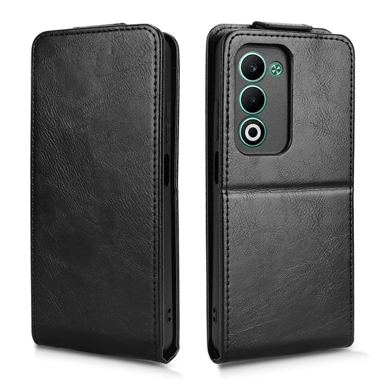 Pour Oppo A5 5G CPH2735 / A5 4G CPH2727 Étui de support Fermoir magnétique Flip vertical Housse de téléphone en cuir avec porte-cartes - Noir