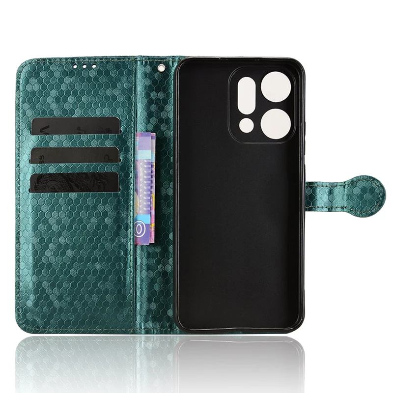Für Oppo Reno14 5G (Global) Brieftasche Hülle Punktmuster Prägung PU-Leder Handyhülle mit Handgelenkband - Grün