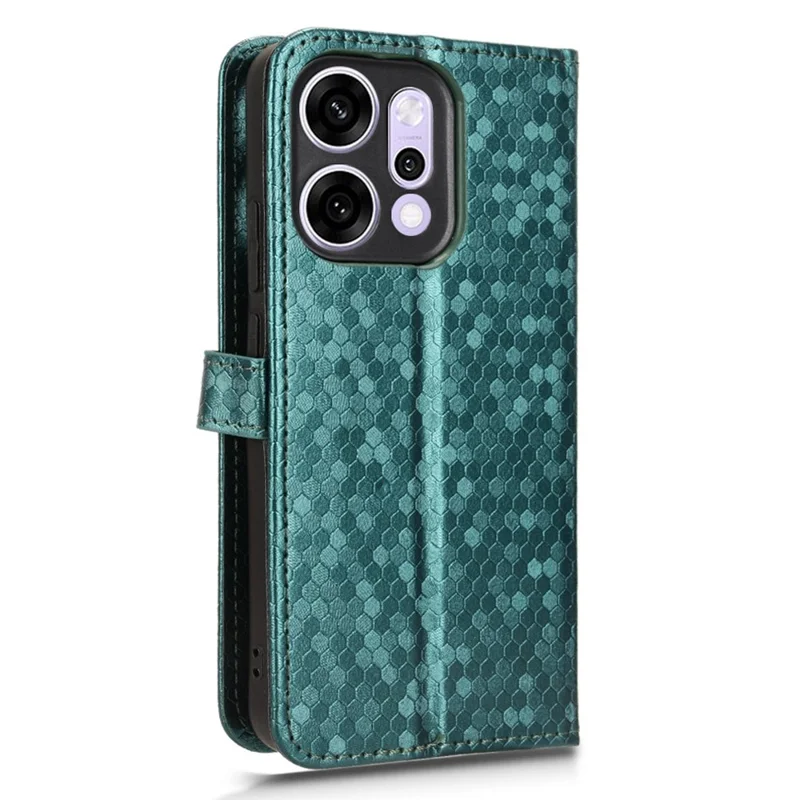 Für Oppo Reno14 5G (Global) Brieftasche Hülle Punktmuster Prägung PU-Leder Handyhülle mit Handgelenkband - Grün
