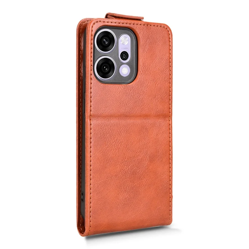 Für Oppo Reno14 5G (Global) Standhülle Magnetverschluss Vertikale Klapp-Lederhülle mit Kartenhalter - Orange