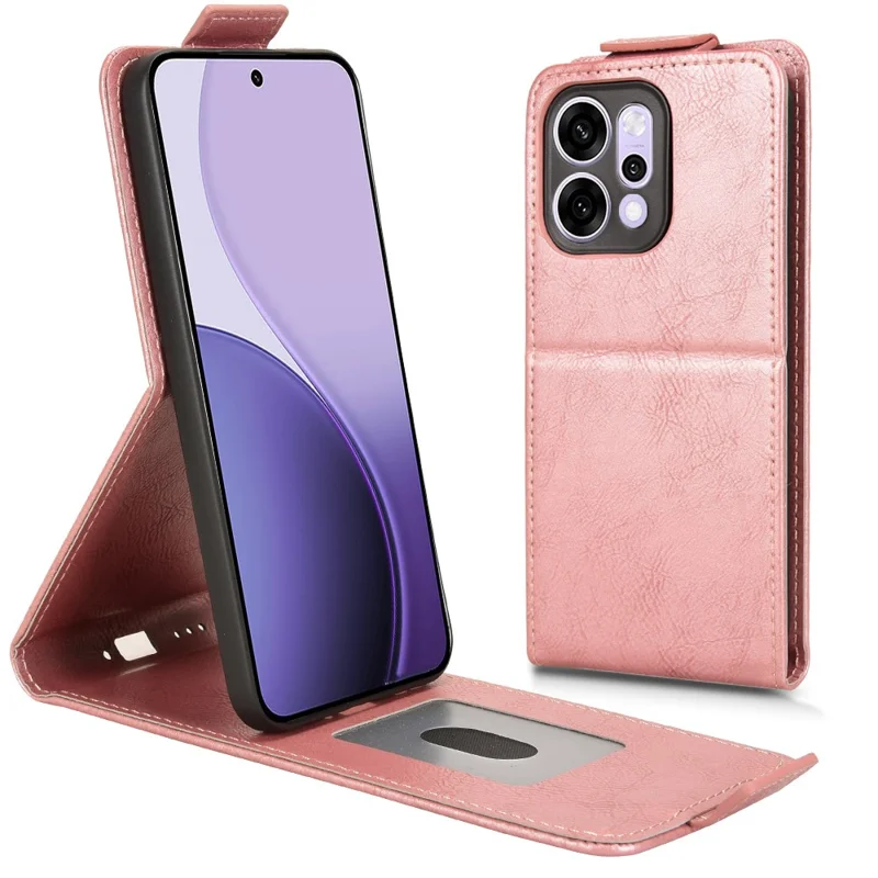 Cover per Oppo Reno14 Pro 5G (Globale) con Custodia Verticale Pieghevole in Pelle, Chiusura Magnetica e Porta Carte - Oro Rosa