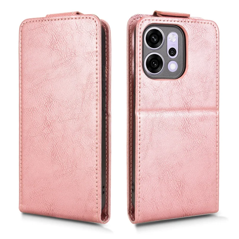 Cover per Oppo Reno14 Pro 5G (Globale) con Custodia Verticale Pieghevole in Pelle, Chiusura Magnetica e Porta Carte - Oro Rosa