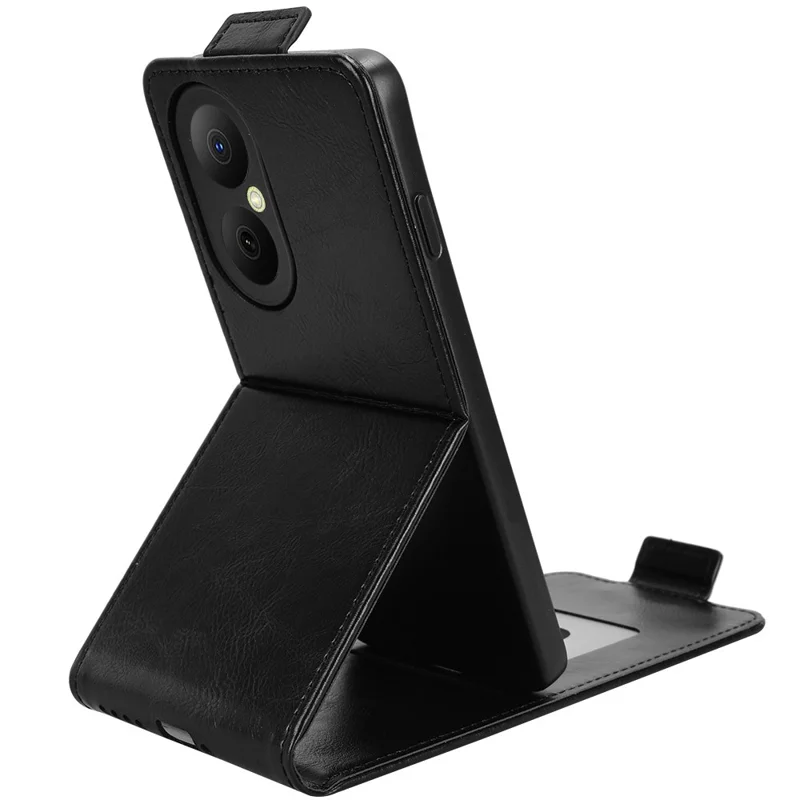 Für Huawei Nova Y73 4G / Enjoy 80 Ständer Magnetverschluss Vertikale Klapphülle Ledertasche mit Kartenfach - Schwarz